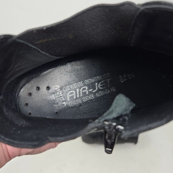 MEMPHISTO Stefania Low Wedge Bootie Black Leather Buckle Size 10 Comfort Boot - Picture 7 of 9